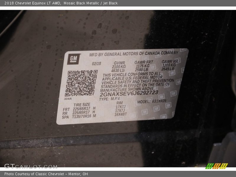 Mosaic Black Metallic / Jet Black 2018 Chevrolet Equinox LT AWD