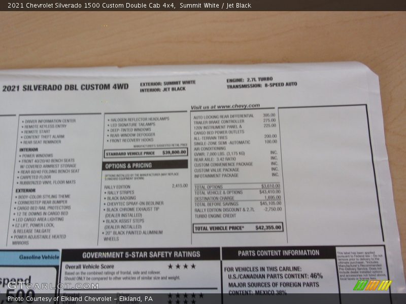 Summit White / Jet Black 2021 Chevrolet Silverado 1500 Custom Double Cab 4x4