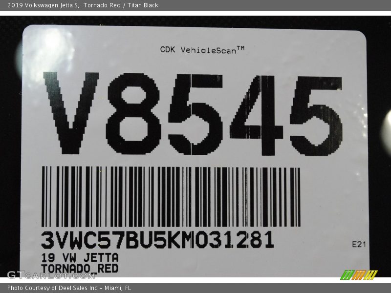 Tornado Red / Titan Black 2019 Volkswagen Jetta S