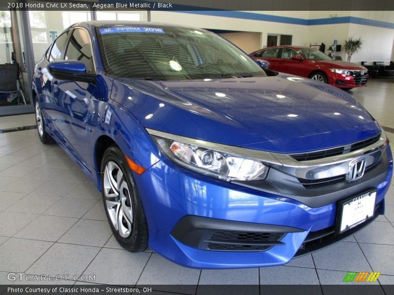 Aegean Blue Metallic / Black 2018 Honda Civic LX Sedan