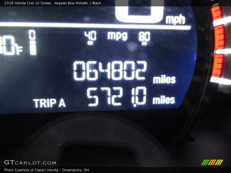 Aegean Blue Metallic / Black 2018 Honda Civic LX Sedan