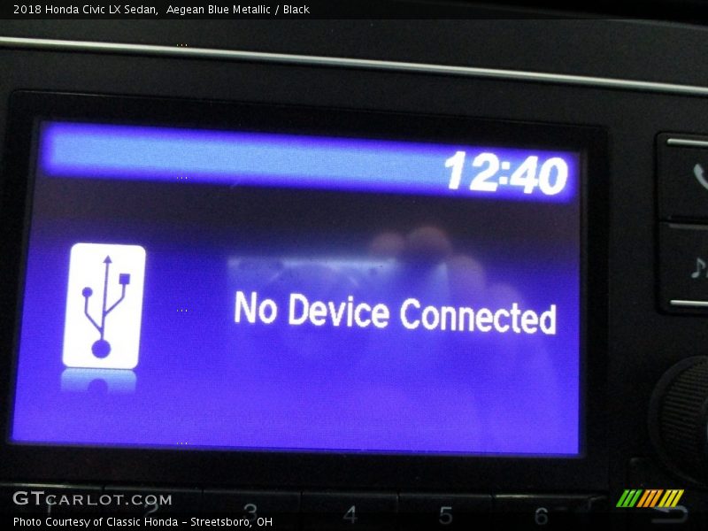 Aegean Blue Metallic / Black 2018 Honda Civic LX Sedan