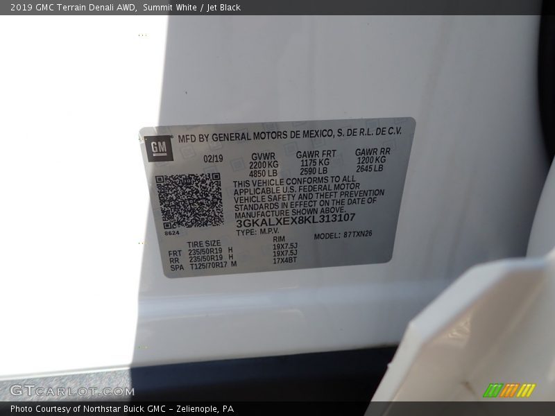 Summit White / Jet Black 2019 GMC Terrain Denali AWD