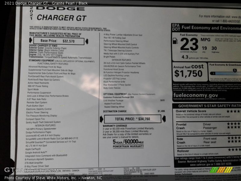 Granite Pearl / Black 2021 Dodge Charger GT