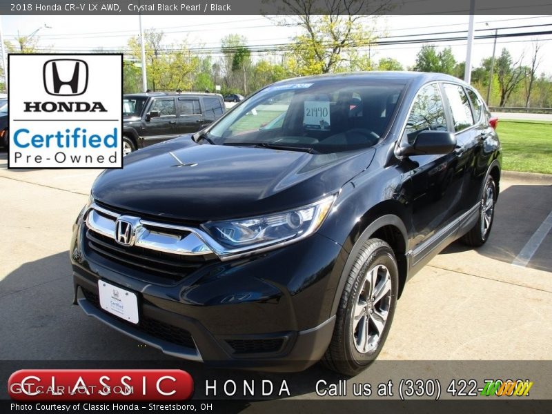 Crystal Black Pearl / Black 2018 Honda CR-V LX AWD