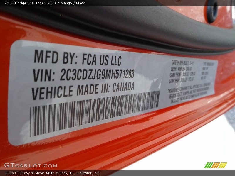 Go Mango / Black 2021 Dodge Challenger GT