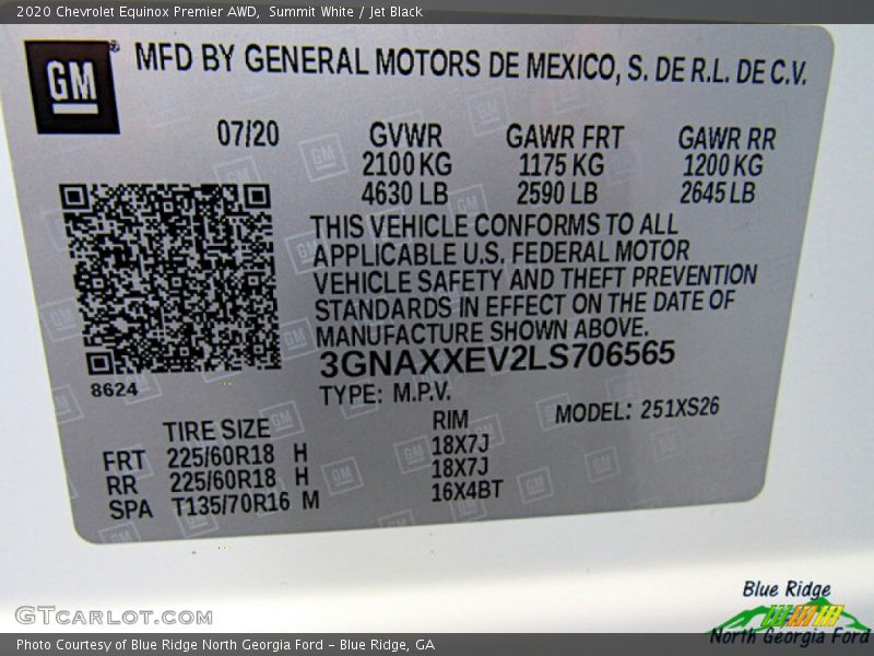 Summit White / Jet Black 2020 Chevrolet Equinox Premier AWD