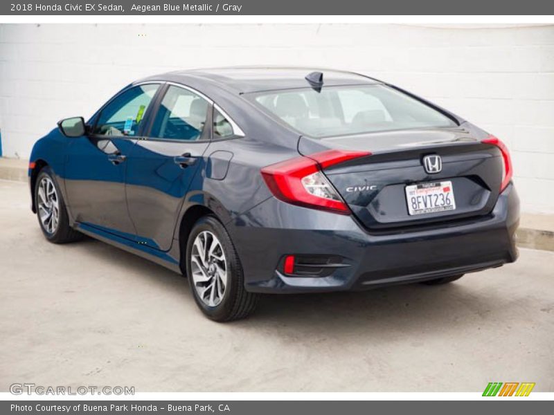Aegean Blue Metallic / Gray 2018 Honda Civic EX Sedan