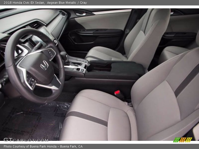 Aegean Blue Metallic / Gray 2018 Honda Civic EX Sedan
