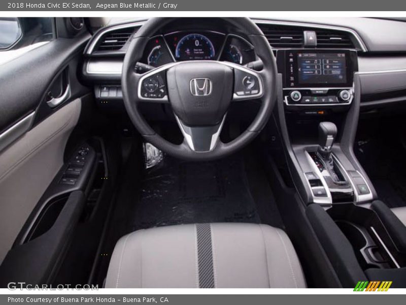 Aegean Blue Metallic / Gray 2018 Honda Civic EX Sedan