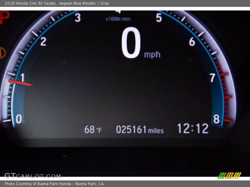 Aegean Blue Metallic / Gray 2018 Honda Civic EX Sedan