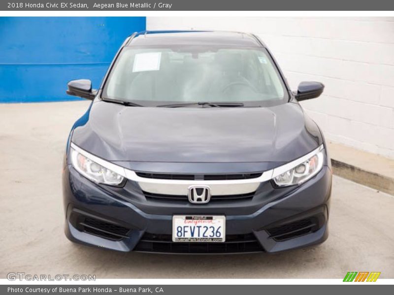 Aegean Blue Metallic / Gray 2018 Honda Civic EX Sedan