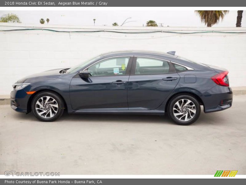 Aegean Blue Metallic / Gray 2018 Honda Civic EX Sedan