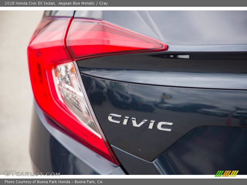 Aegean Blue Metallic / Gray 2018 Honda Civic EX Sedan