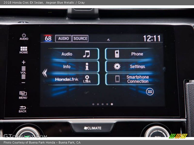 Aegean Blue Metallic / Gray 2018 Honda Civic EX Sedan