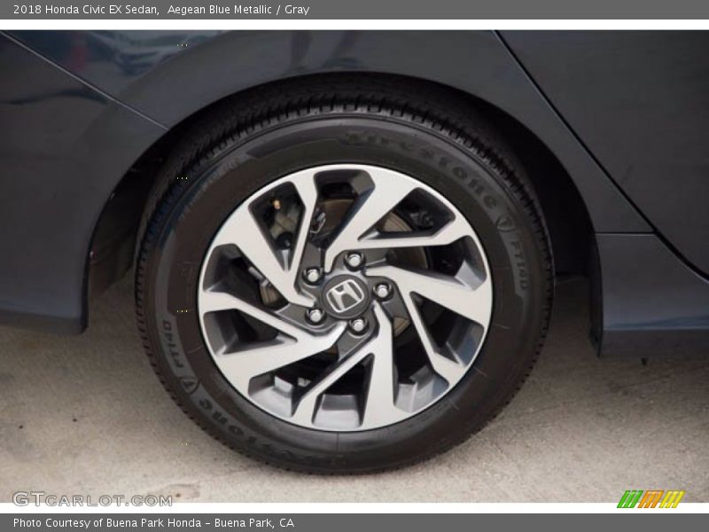 Aegean Blue Metallic / Gray 2018 Honda Civic EX Sedan