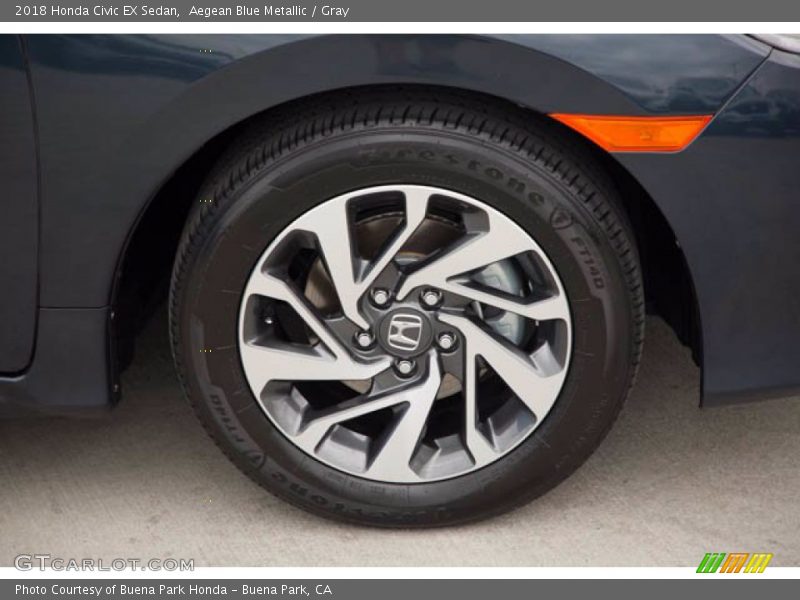 Aegean Blue Metallic / Gray 2018 Honda Civic EX Sedan