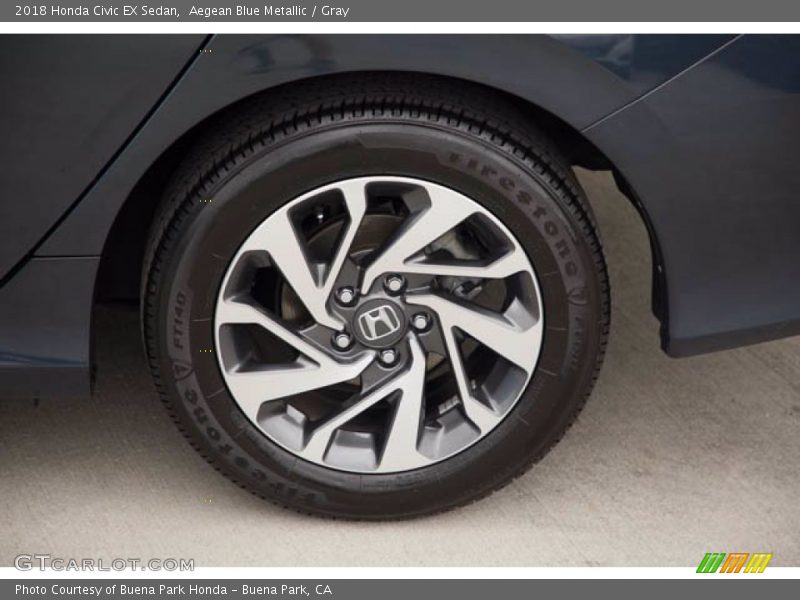 Aegean Blue Metallic / Gray 2018 Honda Civic EX Sedan