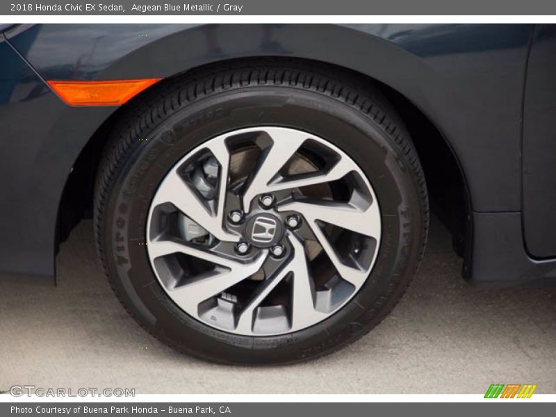 Aegean Blue Metallic / Gray 2018 Honda Civic EX Sedan
