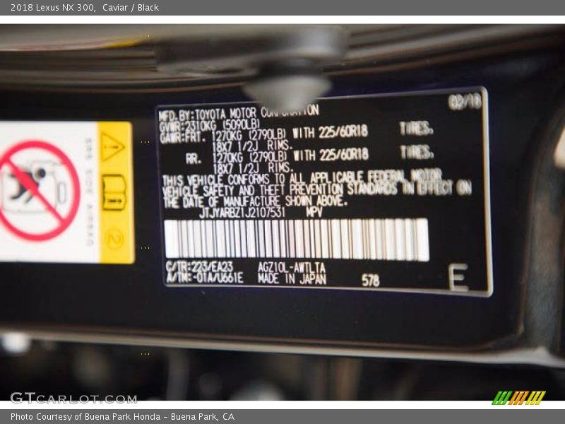Caviar / Black 2018 Lexus NX 300