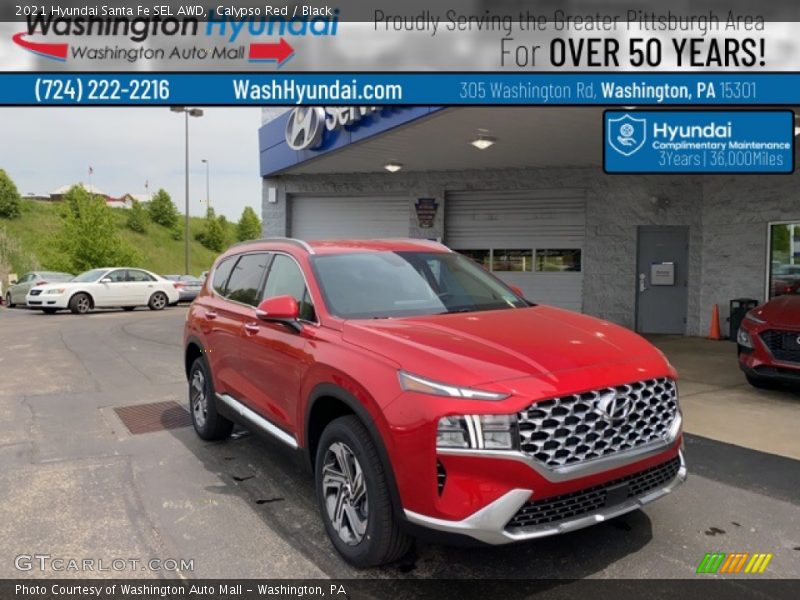 Calypso Red / Black 2021 Hyundai Santa Fe SEL AWD