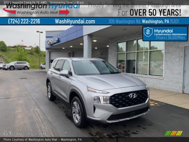 Shimmering Silver / Black 2021 Hyundai Santa Fe SE AWD