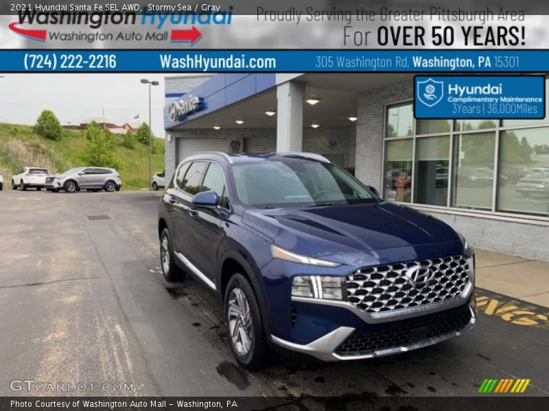 Stormy Sea / Gray 2021 Hyundai Santa Fe SEL AWD
