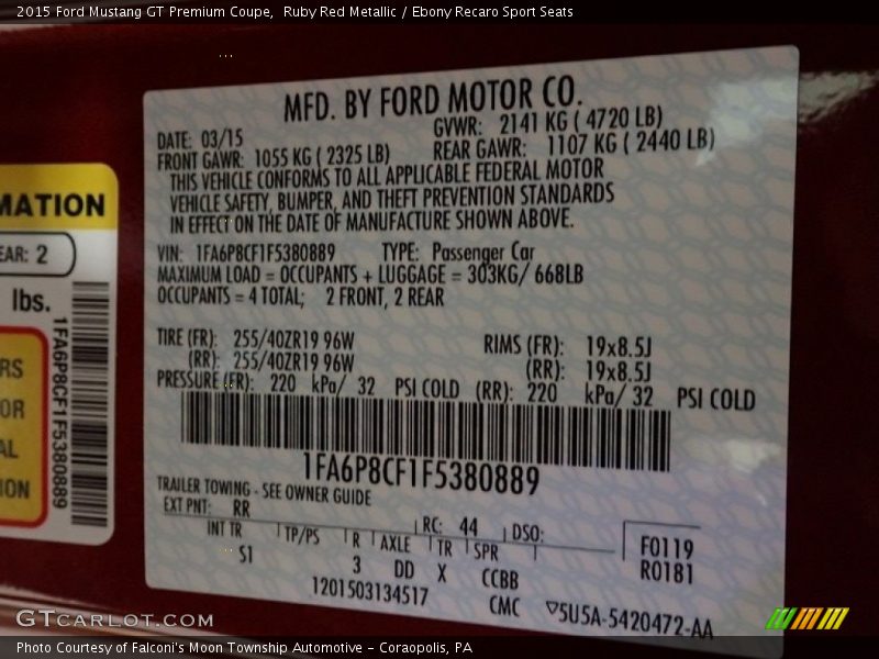 Ruby Red Metallic / Ebony Recaro Sport Seats 2015 Ford Mustang GT Premium Coupe