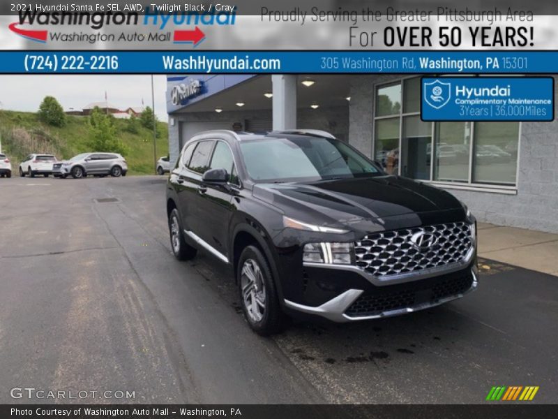 Twilight Black / Gray 2021 Hyundai Santa Fe SEL AWD