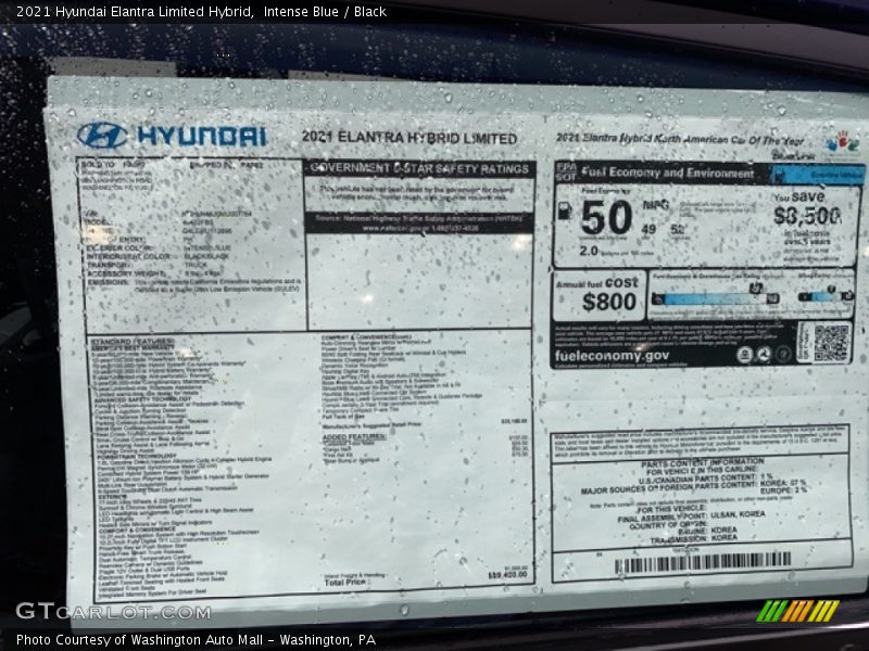 Intense Blue / Black 2021 Hyundai Elantra Limited Hybrid
