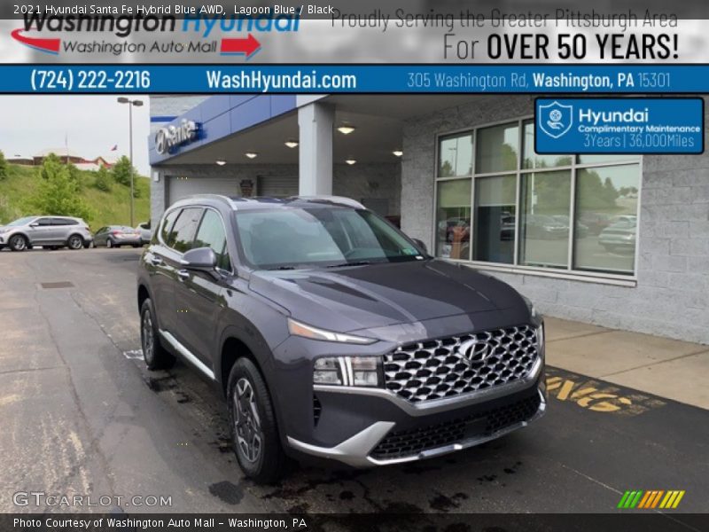 Lagoon Blue / Black 2021 Hyundai Santa Fe Hybrid Blue AWD