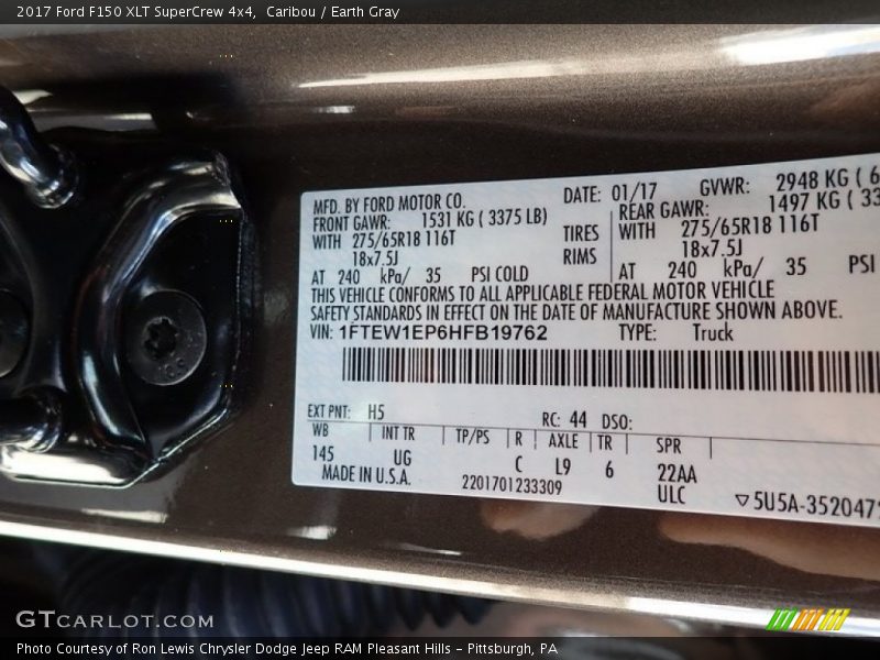Caribou / Earth Gray 2017 Ford F150 XLT SuperCrew 4x4