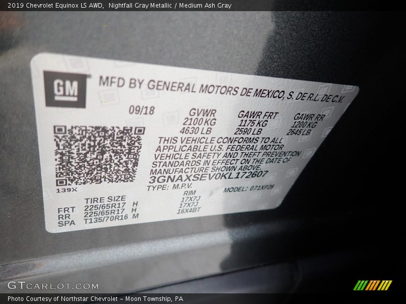 Nightfall Gray Metallic / Medium Ash Gray 2019 Chevrolet Equinox LS AWD