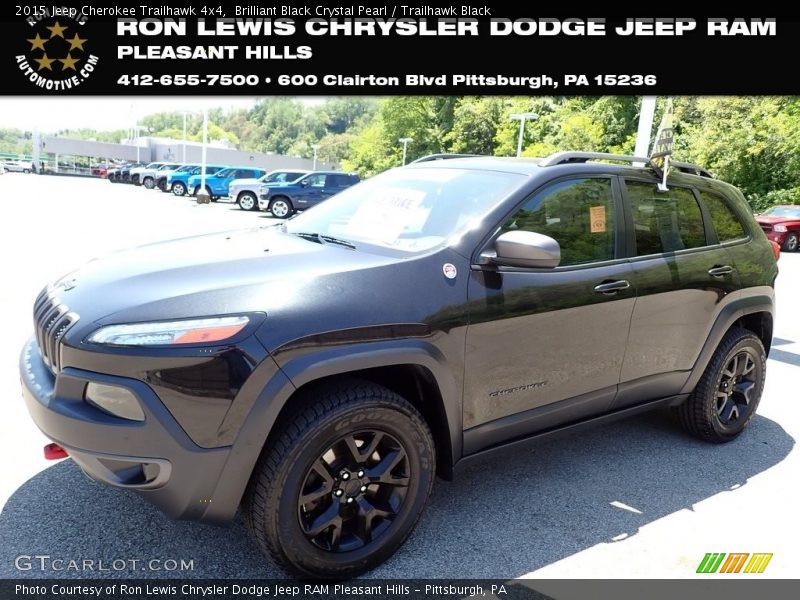 Brilliant Black Crystal Pearl / Trailhawk Black 2015 Jeep Cherokee Trailhawk 4x4