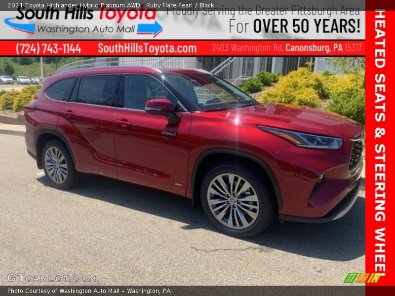 Ruby Flare Pearl / Black 2021 Toyota Highlander Hybrid Platinum AWD