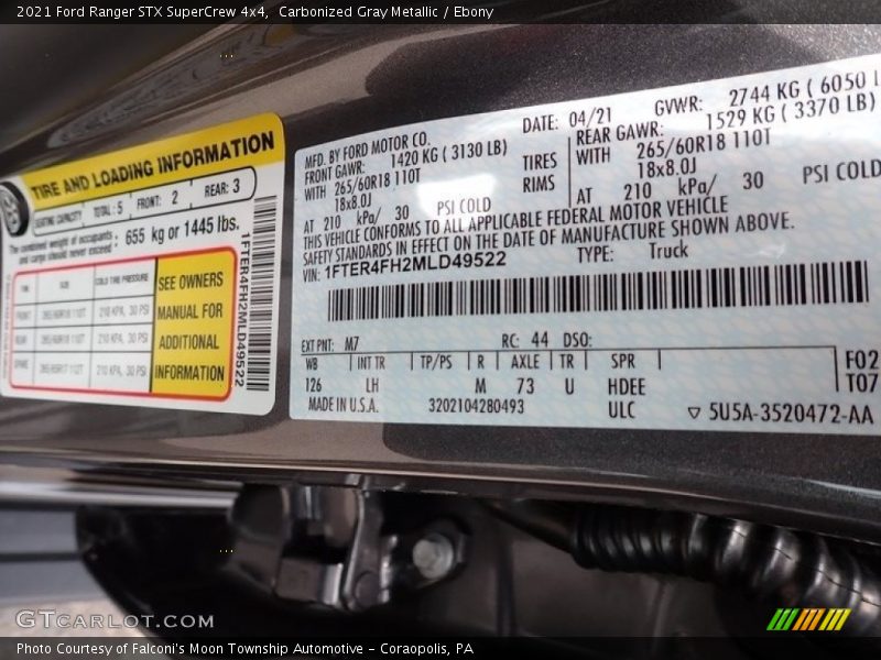 Carbonized Gray Metallic / Ebony 2021 Ford Ranger STX SuperCrew 4x4