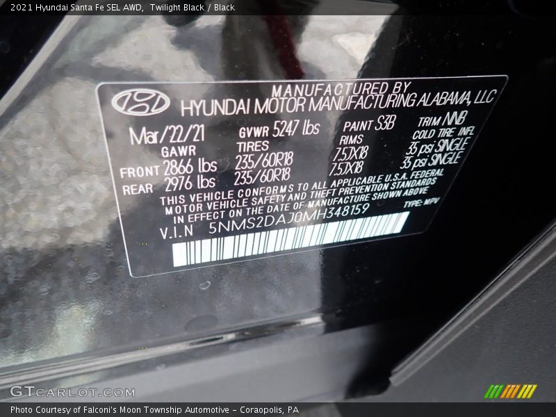 Twilight Black / Black 2021 Hyundai Santa Fe SEL AWD