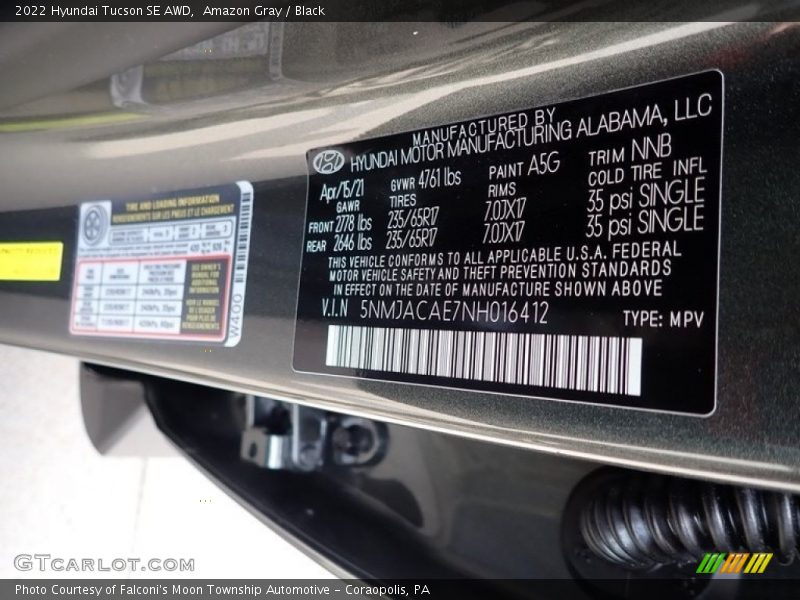 Amazon Gray / Black 2022 Hyundai Tucson SE AWD