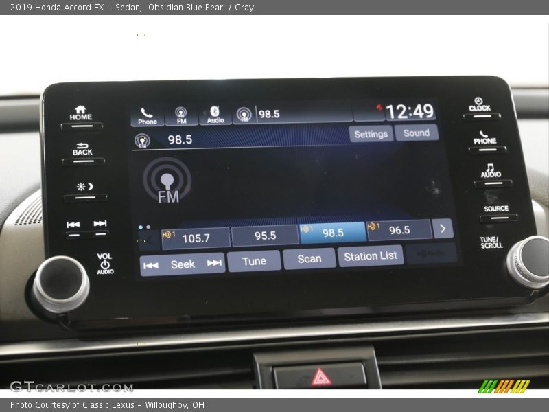 Obsidian Blue Pearl / Gray 2019 Honda Accord EX-L Sedan