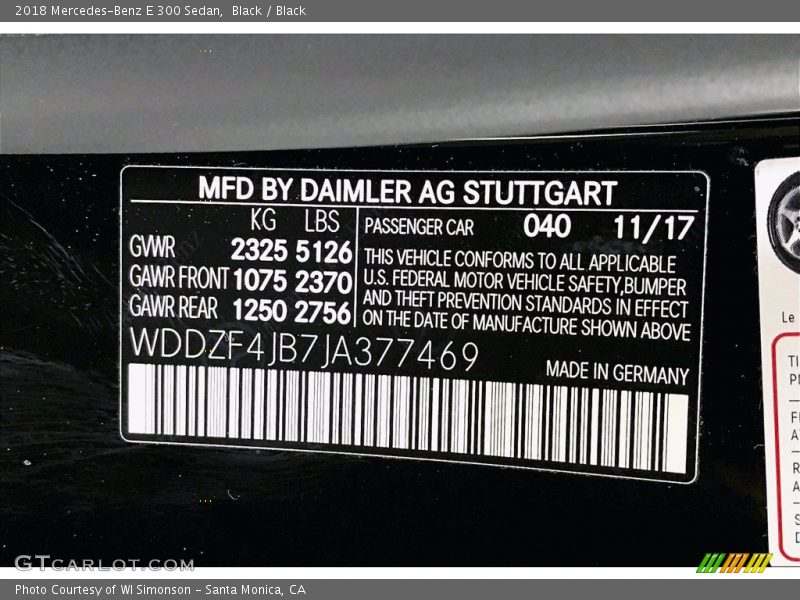 Black / Black 2018 Mercedes-Benz E 300 Sedan