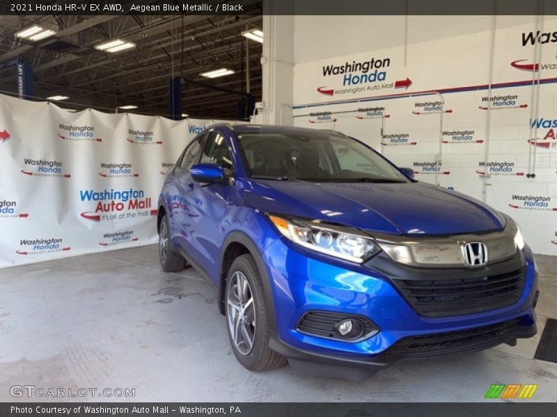 Aegean Blue Metallic / Black 2021 Honda HR-V EX AWD