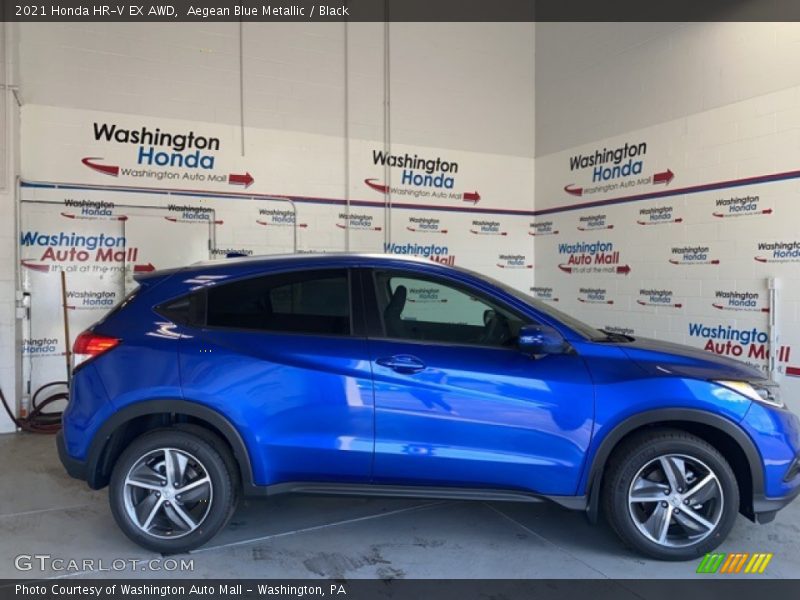 Aegean Blue Metallic / Black 2021 Honda HR-V EX AWD