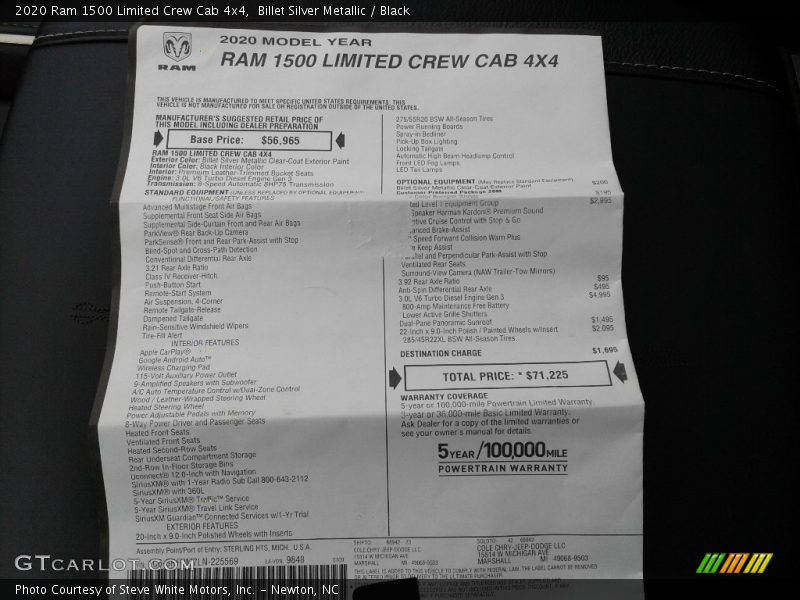 Billet Silver Metallic / Black 2020 Ram 1500 Limited Crew Cab 4x4