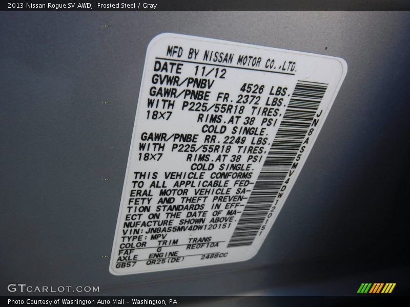 Frosted Steel / Gray 2013 Nissan Rogue SV AWD