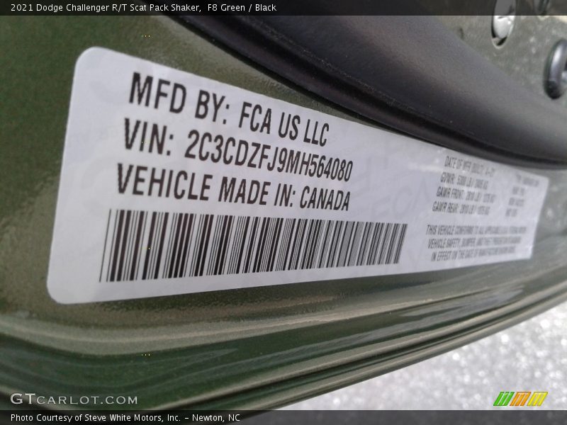 F8 Green / Black 2021 Dodge Challenger R/T Scat Pack Shaker