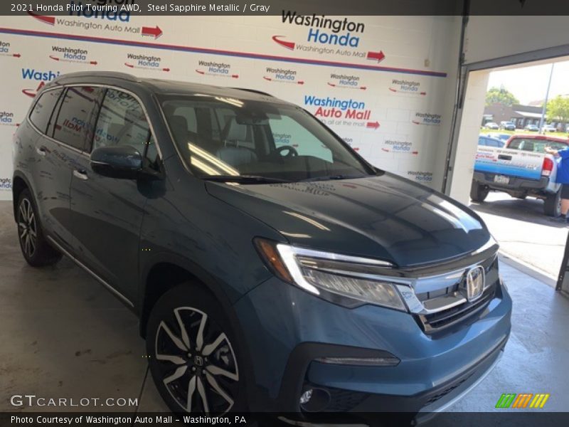 Steel Sapphire Metallic / Gray 2021 Honda Pilot Touring AWD