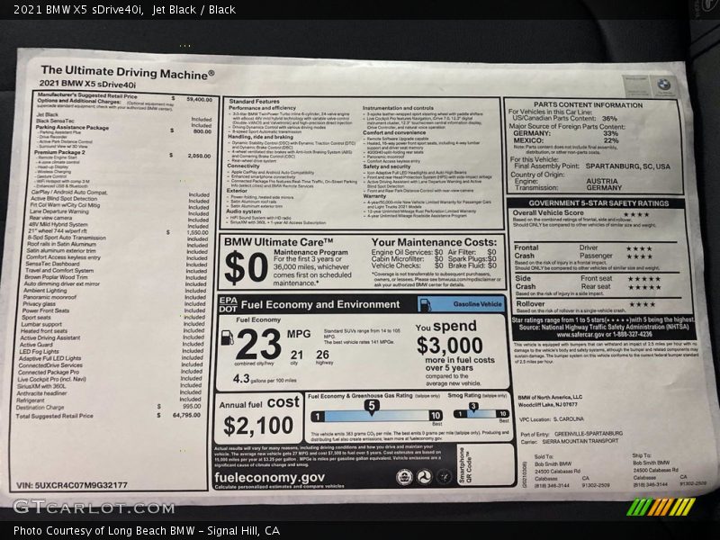 Jet Black / Black 2021 BMW X5 sDrive40i