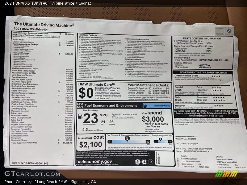 Alpine White / Cognac 2021 BMW X5 sDrive40i