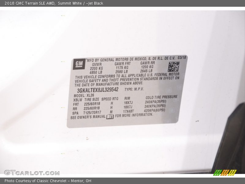 Summit White / ­Jet Black 2018 GMC Terrain SLE AWD