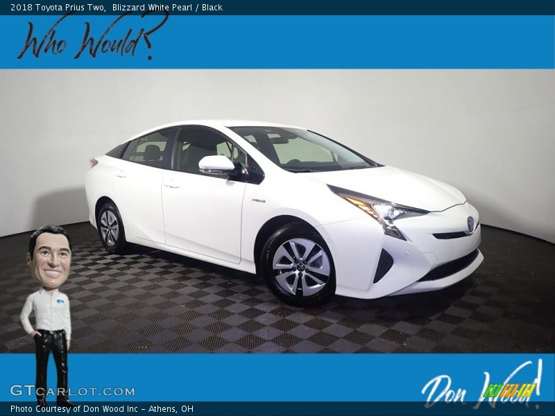 Blizzard White Pearl / Black 2018 Toyota Prius Two